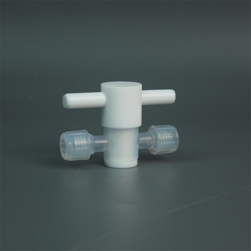 PFA 2-way valve, 10mm OD tube ports