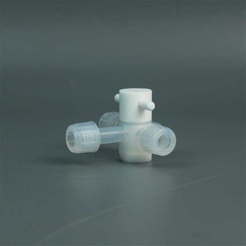 PFA 3-way valve, 10mm OD tube ports
