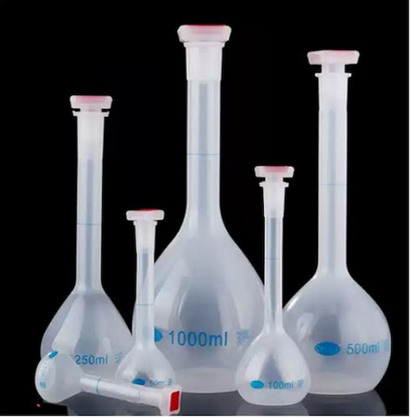 PP volumetric flask with rubber stopper