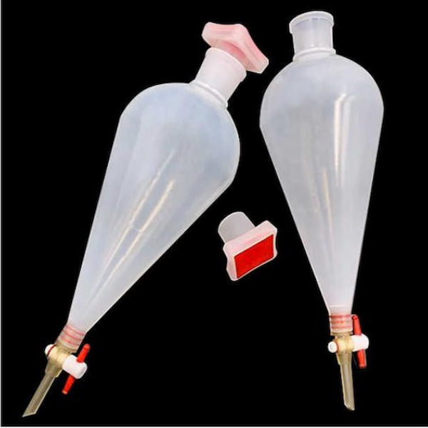 PP separating funnel with rubber stopper